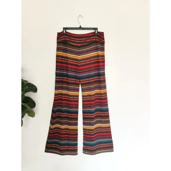 Double D Ranch Wide Leg Pull On Palazzo Pants Striped Western Multicolor Sz L - Picture 5 of 5